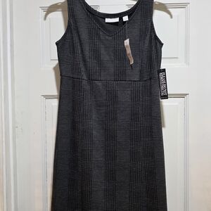 NWT New York & Company Charcoal Plaid Midi Dress. Sleeveless Size Small
